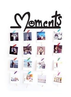 KHUSH ITS AMAZING KHUSH ITS AMAZING Wood Moments Hanging Photo Display DIY Picture Photo Frame Collage Set Includes Multi colour Clips  - Image 1