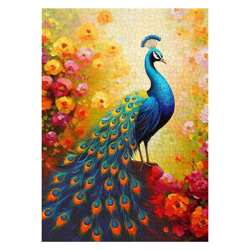 PPuzzling Vintage Peacock Puzzles for Adults 1000 Pieces Colorful Bird Art Garden Jigsaw Puzzles Gradient Flower Animal Puzzles as Peacock Decor - Image 3
