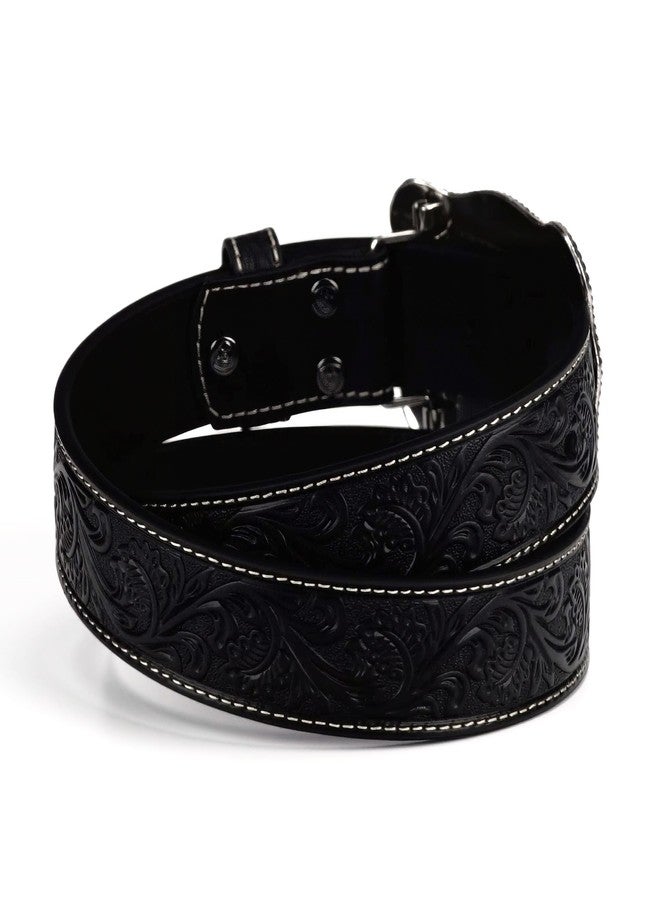 ARIAT Men's Floral Embossed Leather Belt with Antiqued Silver Buckle, Black, 34 - Image 4