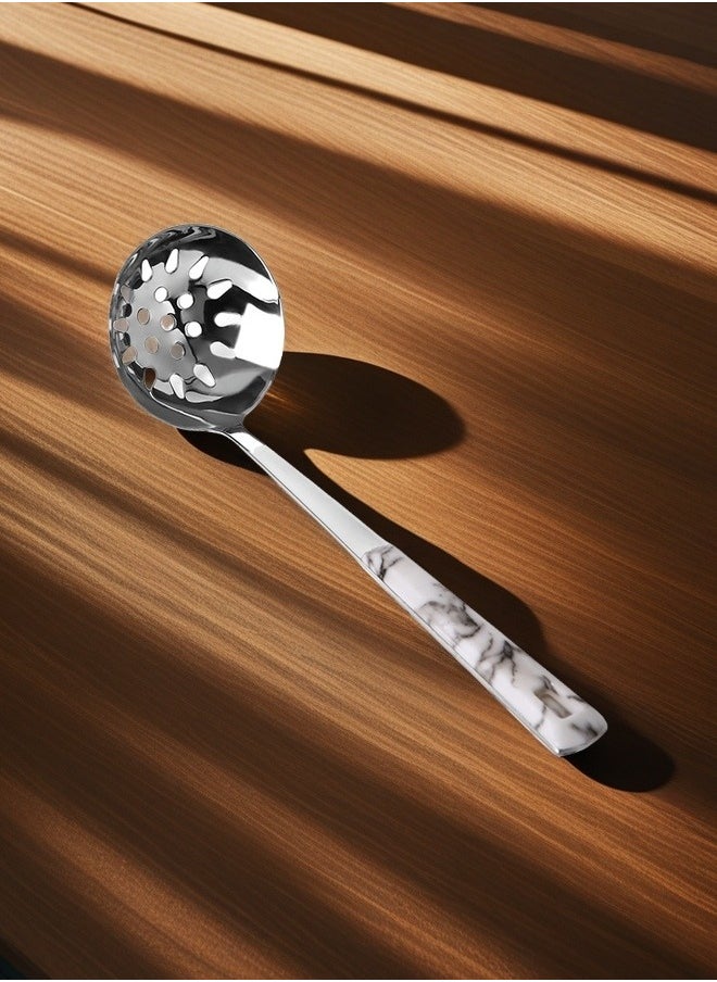 C&E C&E Stainless Steel Slotted Ladle with Marble - pattern Handle  - Image 1