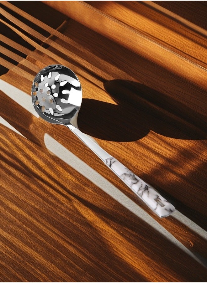 C&E C&E Stainless Steel Slotted Ladle with Marble - pattern Handle  - Image 2