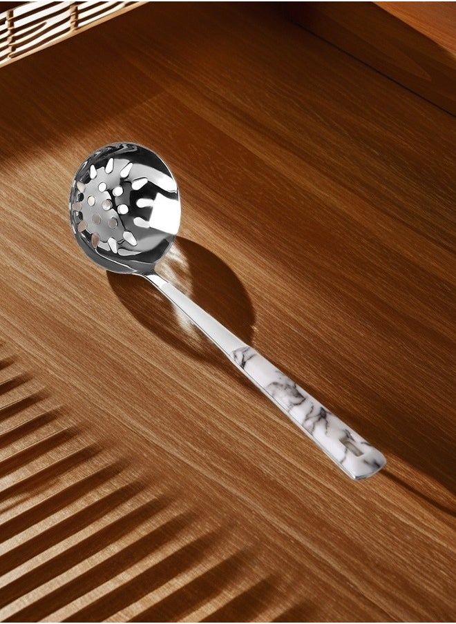 C&E C&E Stainless Steel Slotted Ladle with Marble - pattern Handle  - Image 3