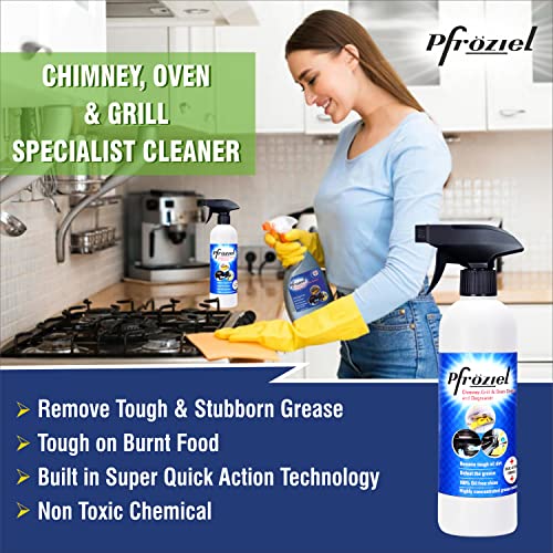 Pfroziel Chimney Grill cleaner & Tile cleaner Liquid (450ml) combo Removes grease/oil/stain from chimney tawa, oven, Gas stove, Griddles, Exhaust fan I Non Flammable - Image 2