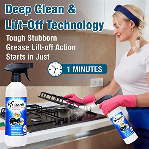 Pfroziel Chimney Grill cleaner & Tile cleaner Liquid (450ml) combo Removes grease/oil/stain from chimney tawa, oven, Gas stove, Griddles, Exhaust fan I Non Flammable - Image 4