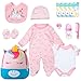 Pedolltree 13 Pcs Reborn Baby Dolls Girl Clothes Accessories Pink Unicorn Theme Outfit Set for 1722 Inch Reborn Dolls Newborn Girl with Unicorn Backpack Diaper - Image 2