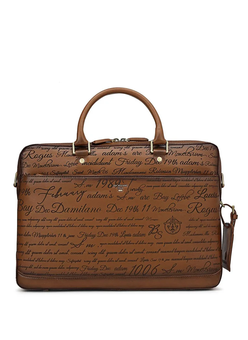 Da Milano Da Milano Genuine Leather Brown Laptop Bag
