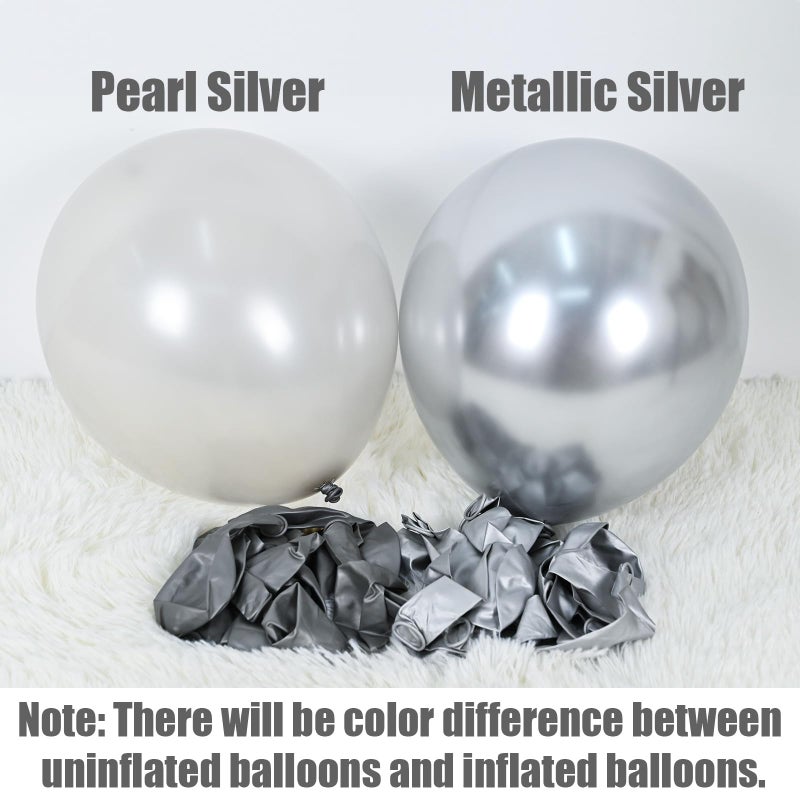 Govpy Black and Silver Balloons, 60 Packs 12 Inch Chrome Metallic Silver Balloons and Confetti Balloons, Black White Silver Balloon for Wedding Engagement Birthday Halloween Decorations - Image 3