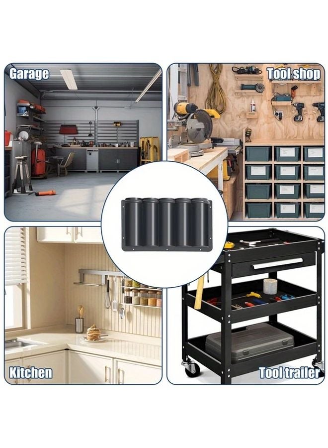 Black Caulk Tube Organizer 5 Compartment ABS Storage With Mounting Brackets - Image 5