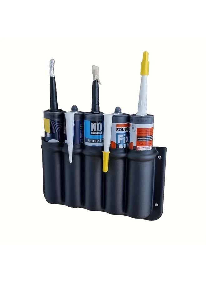 Black Caulk Tube Organizer 5 Compartment ABS Storage With Mounting Brackets - Image 4