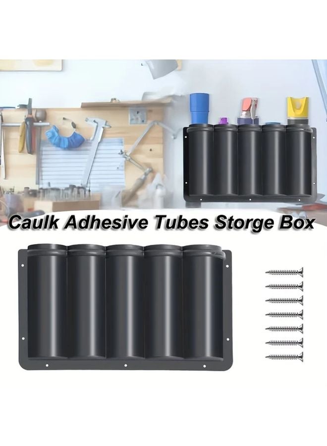 Black Caulk Tube Organizer 5 Compartment ABS Storage With Mounting Brackets - Image 2