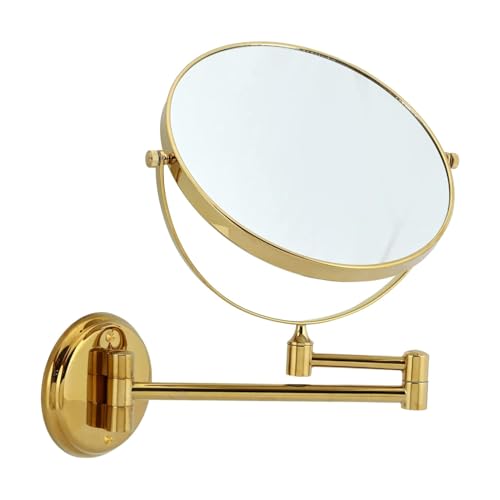 RFV1 Brass Shaving Mirror II Makeup Mirror II Bathroom Mirror with 5X Magnifying Mirror (Gold,8Inch) WallMount - Image 2