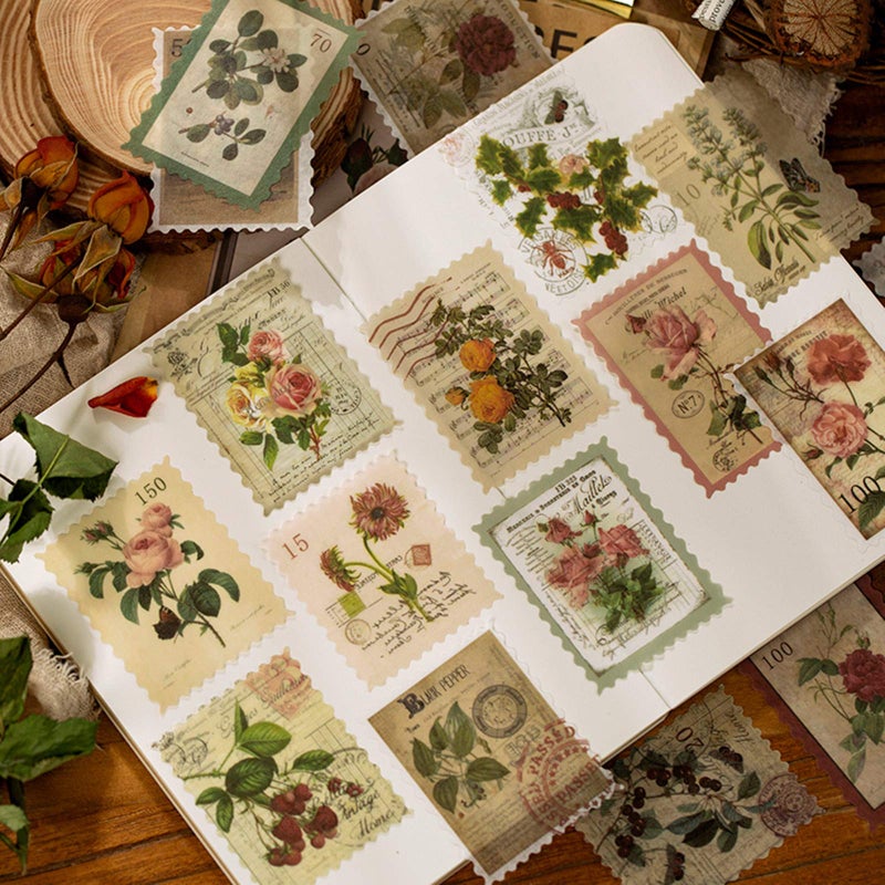 Cotrida 240pcs Vintage Postage Stamp Stickers, Aesthetic Botanical Deco Paper Sticker for Scrapbooking, Journaling Supplies, Planners, Kid DIY Art Crafts, Bullet Journal - Image 3
