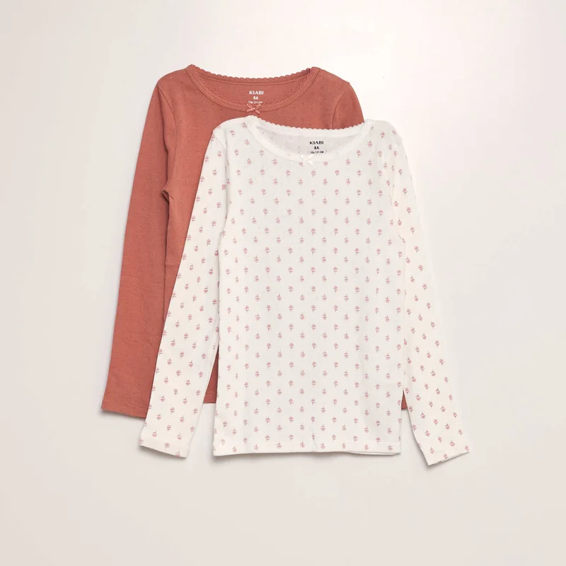 Kiabi Pointelle Knit T-Shirt White