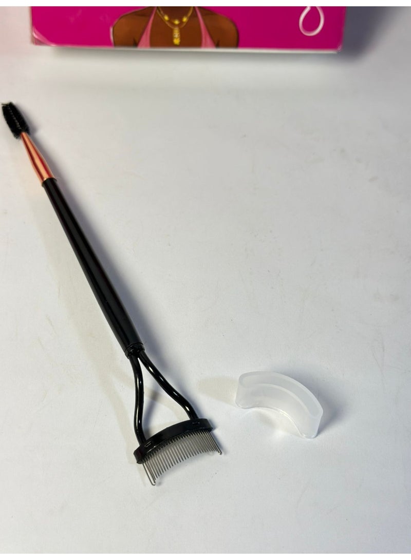 مشط الرموش، أداة فصل الرموش، فرشاة فصل الرموش مع غطاء للمشط، أدوات فرش مكياج العيون للبنات والسيدات، أدوات وضع الماسكارا بأسنان معدنية (قطعة واحدة) قد يختلف اللون - Image 2