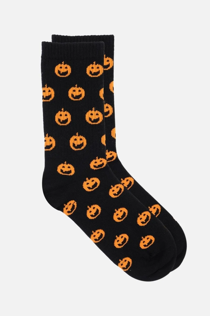 Aytuğ Cotton Halloween Themed Black Socks - A-49007-SI
