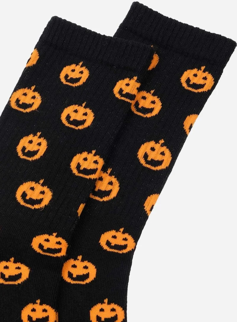 Aytuğ Cotton Halloween Themed Black Socks - A-49007-SI