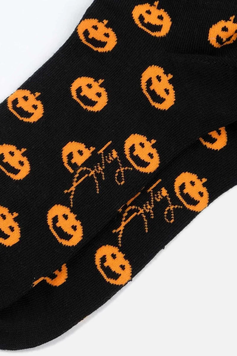 Aytuğ Cotton Halloween Themed Black Socks - A-49007-SI