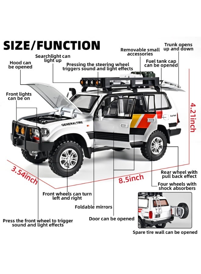 TOY GARDEN 1:24 Scale Simulation of Land Cruiser LC80 Model – Pull Back Car with Light and Sound | Die Cast Metal Collectible for Kids Ages 4-8 - Image 2
