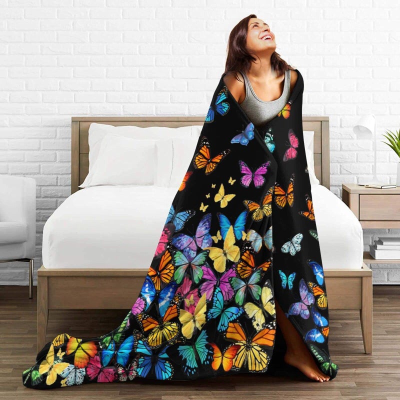 DRCBF Butterfly Blanket Beautiful Butterfly Throw Blanket Ultra Soft Blankets Lightweight Cozy for Bed Couch Sofa 50"x40" - Image 5