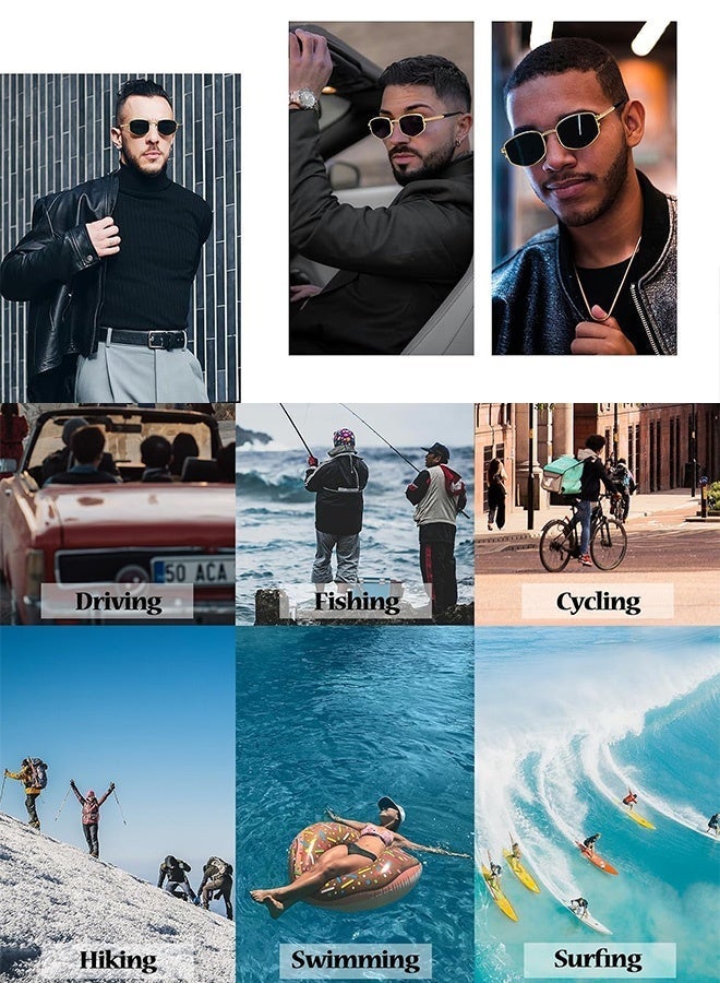 CIKJUK Metal Frame Sunglasses Men Women Trendy Rhombus Sun Glasses Luxury Polygon Men's Women's Sunglass Classic UV400 Protection for Mens Shades Premium Man Sun Glas Silver - Image 4