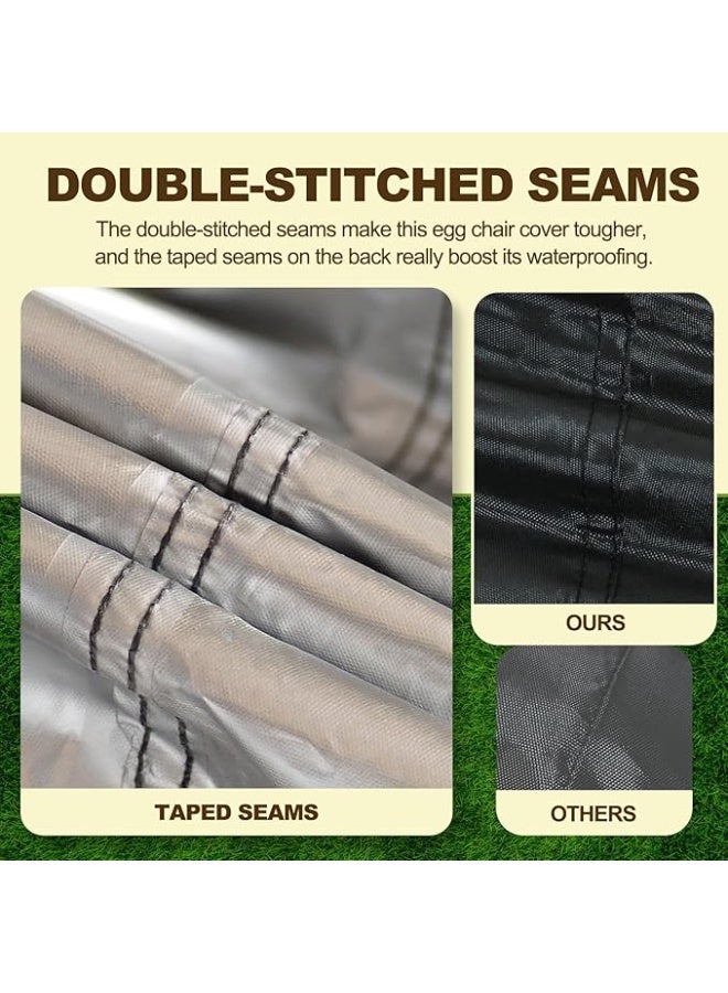 Egg Chair Cover for 75"x45" Outdoor Hanging Egg Chair With Stand, High-Density Oxford Fabric with Rain Protection, Zippered Weather-Resistant Patio Cover, Waterproof Black with Storage Bag - Image 5