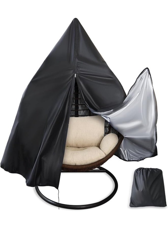 Egg Chair Cover for 75"x45" Outdoor Hanging Egg Chair With Stand, High-Density Oxford Fabric with Rain Protection, Zippered Weather-Resistant Patio Cover, Waterproof Black with Storage Bag - Image 1