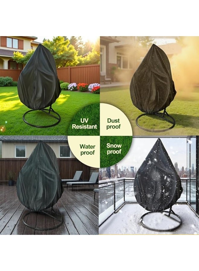 Egg Chair Cover for 75"x45" Outdoor Hanging Egg Chair With Stand, High-Density Oxford Fabric with Rain Protection, Zippered Weather-Resistant Patio Cover, Waterproof Black with Storage Bag - Image 3