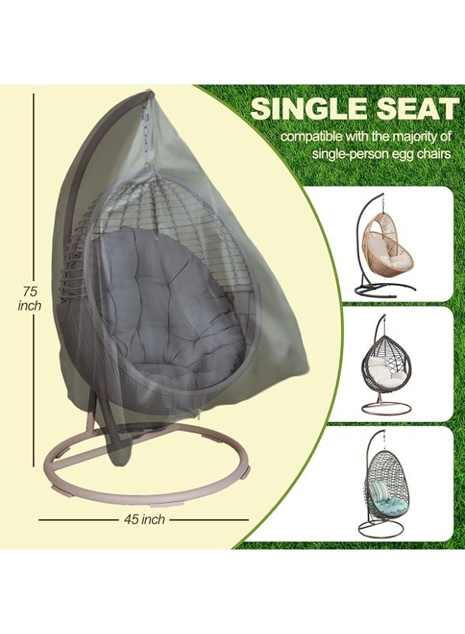 Egg Chair Cover for 75"x45" Outdoor Hanging Egg Chair With Stand, High-Density Oxford Fabric with Rain Protection, Zippered Weather-Resistant Patio Cover, Waterproof Black with Storage Bag - Image 2