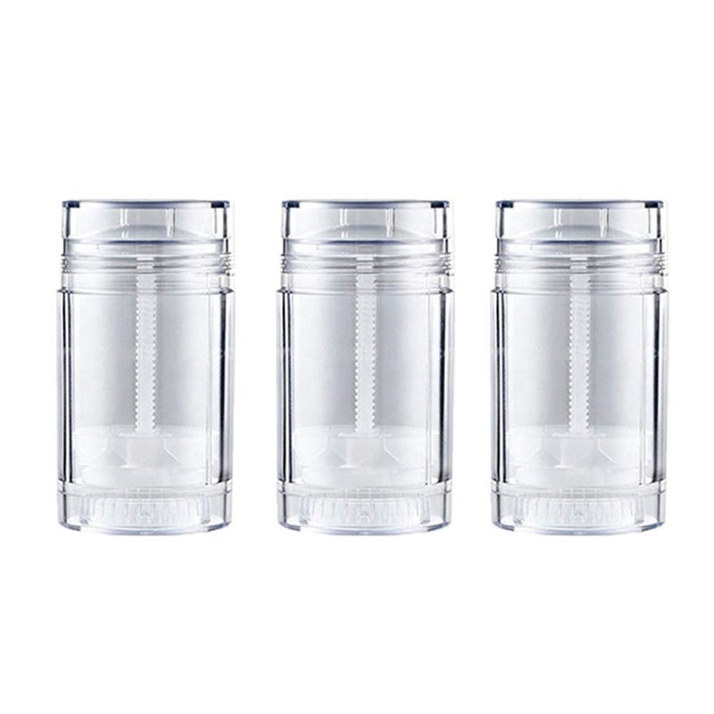 ConStore 3pcs Round Shape Bottom Filling Stick Deodorant Container Empty Reusable Deodorant Bottles Clear Twist Up Stick Tube 30ml
