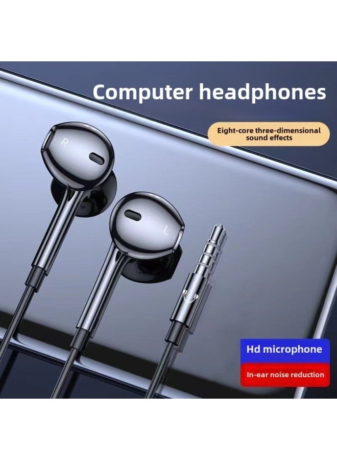 Computer Headset In-Ear With Mac Wired Notebook 2-in -1 2 M 3 M Plus Cable Sound Card Game Universal-Colour:Single Plug Round Hole -cable Length 3m White  - Image 2