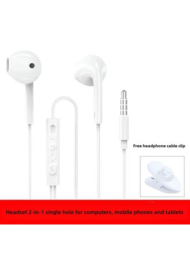 Computer Headset In-Ear With Mac Wired Notebook 2-in -1 2 M 3 M Plus Cable Sound Card Game Universal-Colour:Single Plug Round Hole -cable Length 3m White  - Image 1