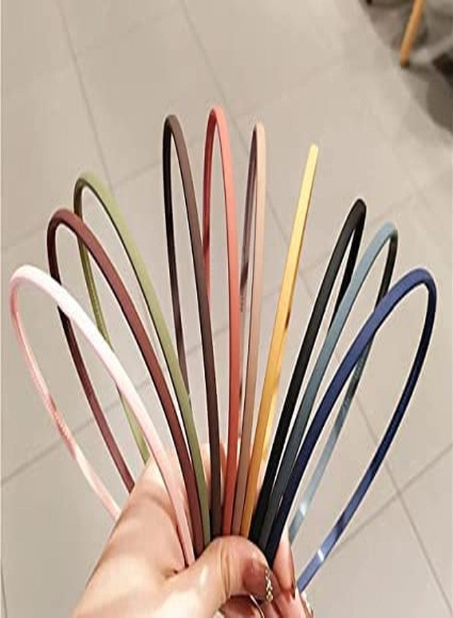 RedChimes 12 Pcs Fashion Plastic Elastic Hair Bands Wavy Hair Comb Black Brown Headband Teeth Comb Shine Hairband Hoop Matte Hairbands Hair Accessory For Girls, Women - Image 1