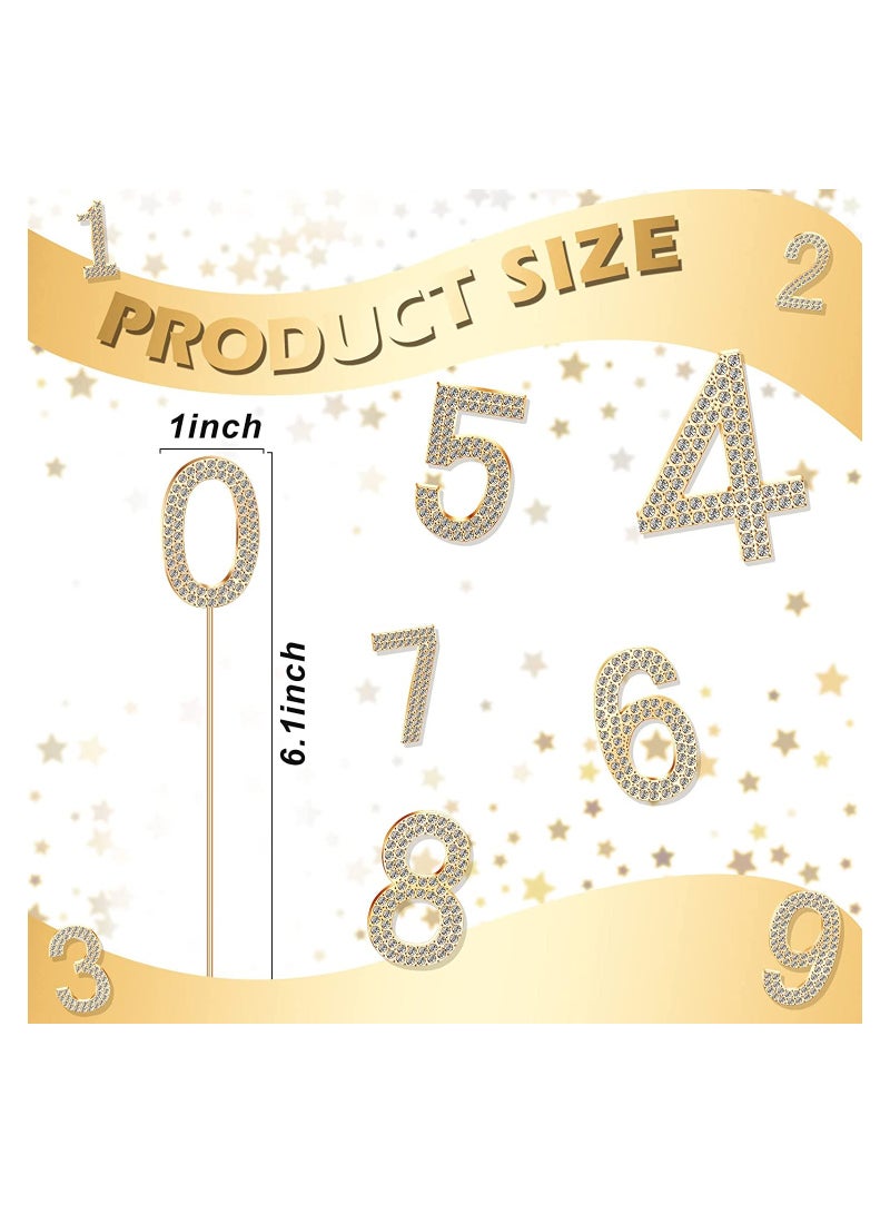 SYOSI Number 0-9 Birthday Cake Toppers Bling Rhinestone Happy Birthday Cake Decorations Metal Alloy Large Number Cupcake Toppers Glitter Cake Topper Numbers for Party Wedding Anniversary, Set of 10  - Image 5
