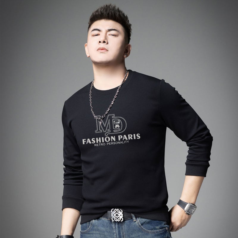European Station New Round Neck 2024 Sweater Men'S Autumn Letter Drilling Printed T-Shirt All-Match Long Sleeve Base Shirt - Image 5