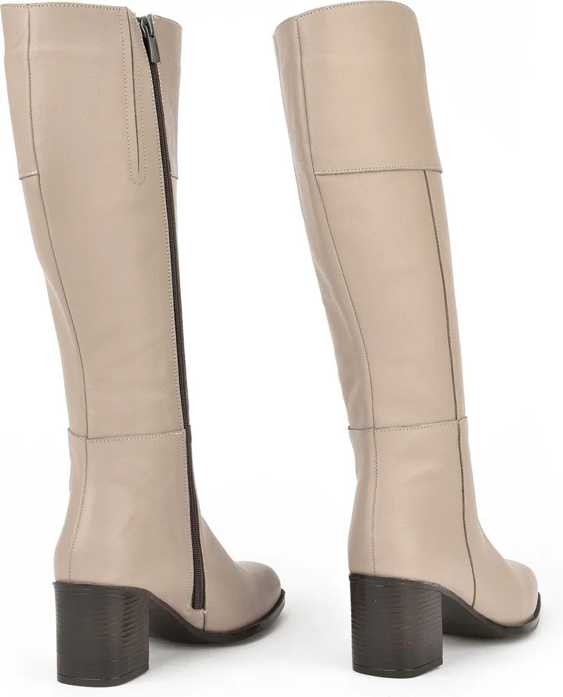 زيا , Women's Genuine Leather Boots 13319Z88065 Mink