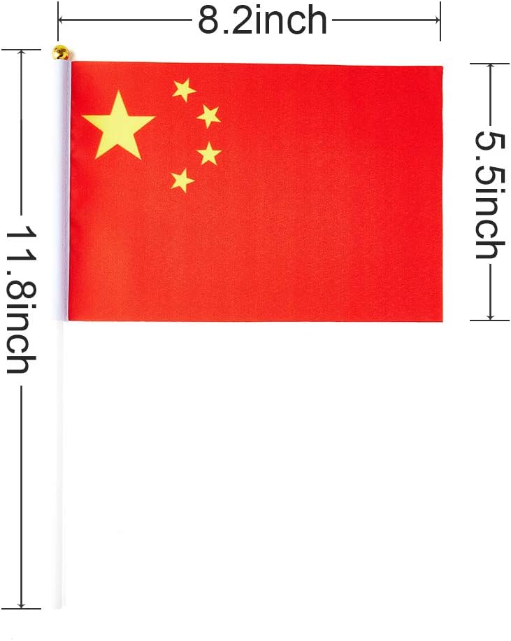 mflagperft China Flag Chinese Flag, Small Mini Handheld China Flags on Stick, Ideal for Party Parades Sports Events Patriotic Festival Decorations - Image 2