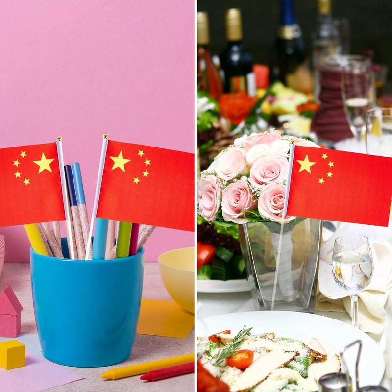 mflagperft China Flag Chinese Flag, Small Mini Handheld China Flags on Stick, Ideal for Party Parades Sports Events Patriotic Festival Decorations - Image 4
