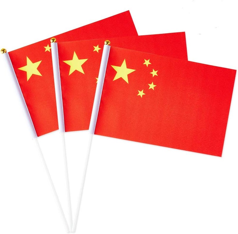 mflagperft China Flag Chinese Flag, Small Mini Handheld China Flags on Stick, Ideal for Party Parades Sports Events Patriotic Festival Decorations - Image 1