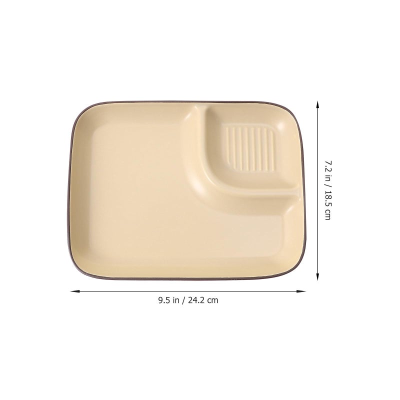 Khaki Ceramic Dumpling Plate with Divided Sauce and Vinegar Dish Practical Serving Side Plate - Image 3