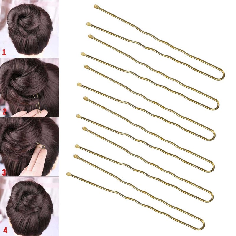 Tbestmax 300 Bun Hair Bobby Pins U Shaped Pin Hair Grips to Clip Ballet Hair Net for Women 6 CM/2.3 inch Golden - Image 5