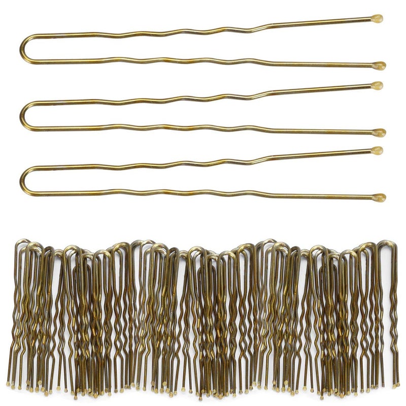 Tbestmax 300 Bun Hair Bobby Pins U Shaped Pin Hair Grips to Clip Ballet Hair Net for Women 6 CM/2.3 inch Golden - Image 1