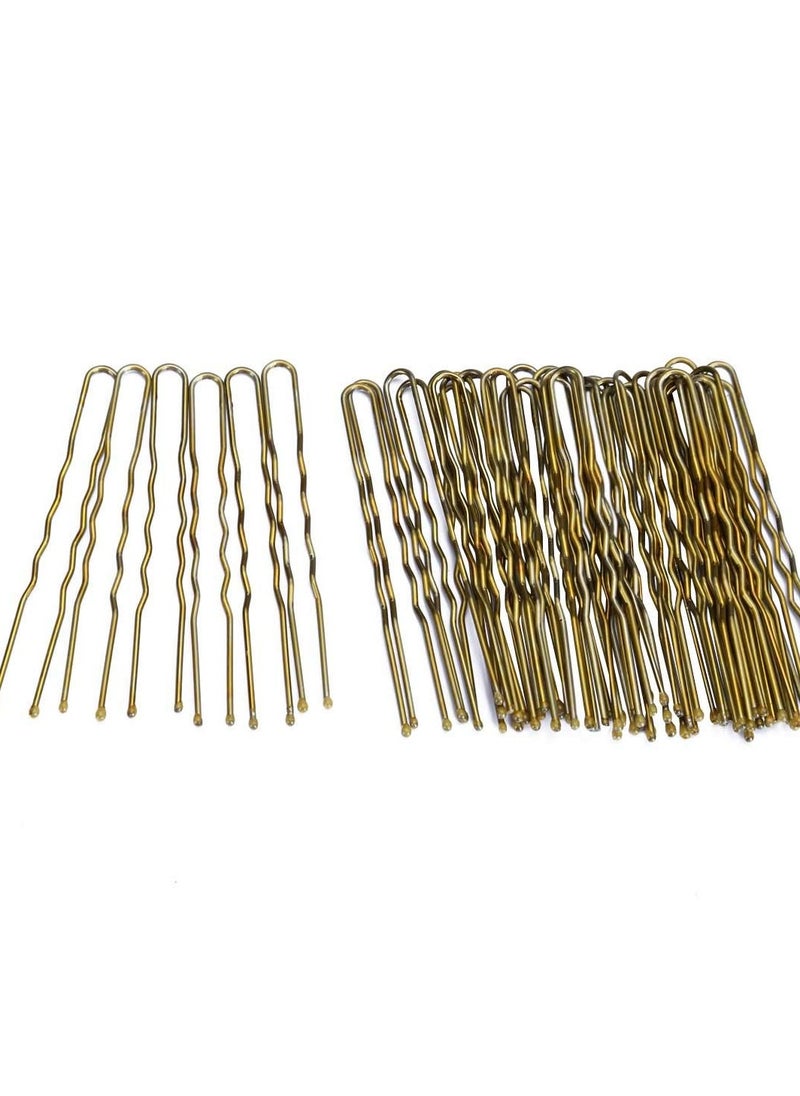 Tbestmax - 300 Bun Hair Bobby Pins U Shaped Pin with Box Hair Grips to Clip Ballet Hair Net for Women 6 CM/2.3 inch Golden - Image 1