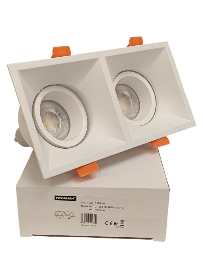 ميجامان Double Spot Light Frame Movable Square GU10 MQTL1126 F80 AL - White  - Image 1