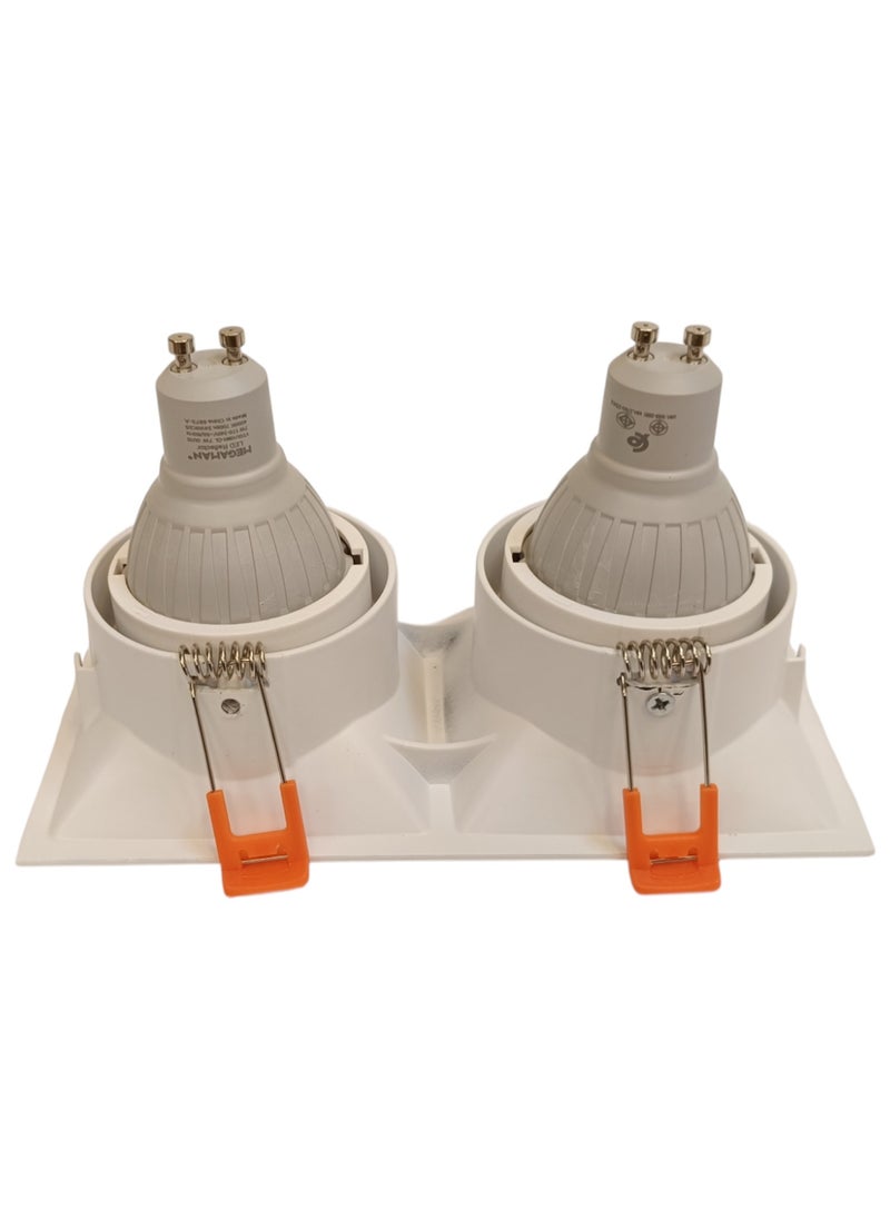 ميجامان Double Spot Light Frame Movable Square GU10 MQTL1126 F80 AL - White  - Image 3