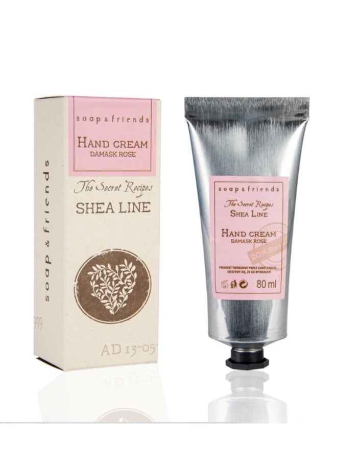 Soap&Friends Soap&Friends Damask Rose Hand Cream 80ml – Luxurious Award-Winning Hand Moisturizer with 20% Organic Shea Butter  - Image 1