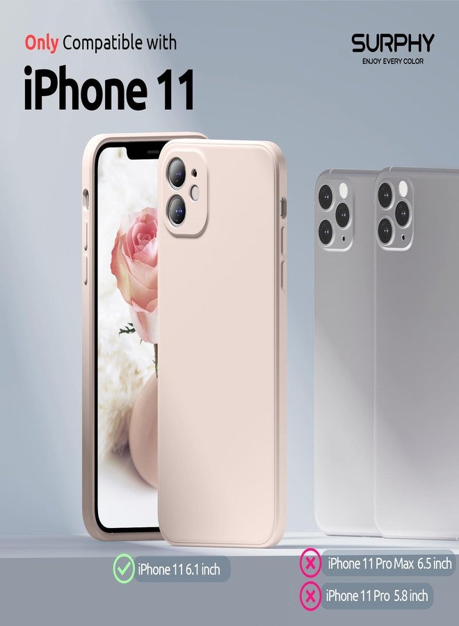 جراب SURPHY المصمم لهاتف iPhone 11 مع حماية للكاميرا، تصميم نحيف بحواف مستقيمة، جراب هاتف من السيليكون السائل لهاتف iPhone 11 مقاس 6.1 بوصة، لون وردي فاتح - Image 2