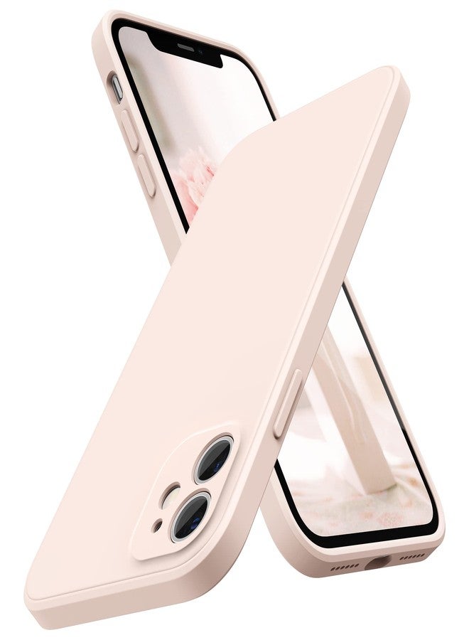 جراب SURPHY المصمم لهاتف iPhone 11 مع حماية للكاميرا، تصميم نحيف بحواف مستقيمة، جراب هاتف من السيليكون السائل لهاتف iPhone 11 مقاس 6.1 بوصة، لون وردي فاتح - Image 1