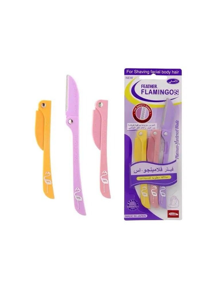 3-Piece shaving Ladies For Facial And Body Hair pack of 3 Yellow/Pink/Purple - Image 1