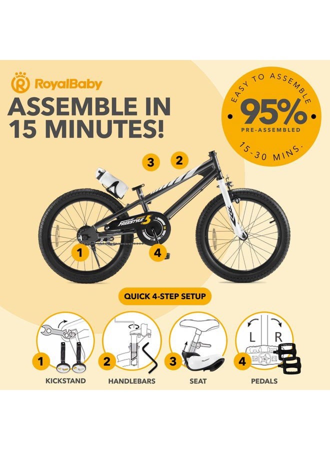 Royalbaby Freestyle Dual Handbrakes Kids Bike 12 Inch Toddlers Learning Bicycle with Training Wheels for Boys Girls Beginners Age 2-4 Years, White - Image 3