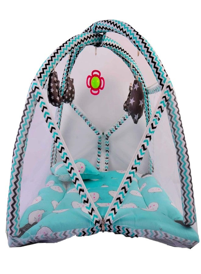 Kwitchy طقم سرير أطفال من Kwitchy، صالة ألعاب مع ناموسية وألعاب معلقة للأطفال الرضع من الجنسين (أخضر، من 0 إلى 6 أشهر) - Image 2